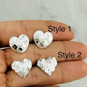 925 Sterling silver earrings heart nugget studs
